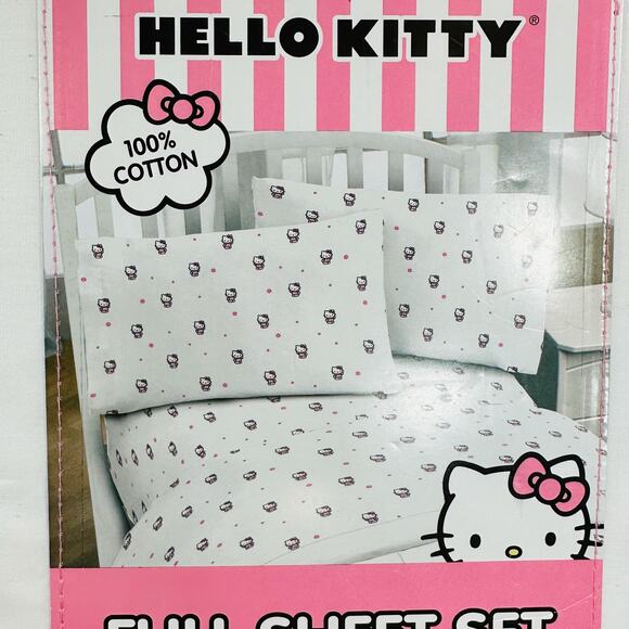 Hello Kitty 2024 100% Cotton 4 Piece Full Sheet Set NWT OEKO TEX Sanrio Pink - Picture 14 of 14